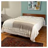 DANISH MID-CENTURY BED | Danish modern queen size bed frame with floating headboard and platform bas