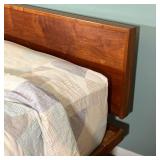 Danish modern queen size bed frame with floating headboard and platform base - h. 31 x 85 x 62-1/2 i