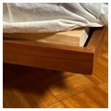 DANISH MID-CENTURY BED | Danish modern queen size bed frame with floating headboard and platform bas