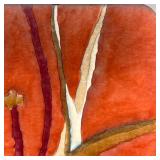 Textile art with plush velvety upholstered embroidery of reeds; apparently unsigned and without labe