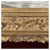 Rocky coastal seascape, signed lower right, in an ornate gilt period frame h. 16 x 30 in. (stretcher