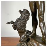 Aflred Barye (French, 1839-1882) Clown with dog Bronze sculpture, mounted on a stand Signed "A. Bary