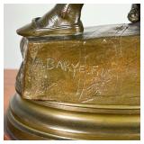 Bronze sculpture, mounted on a stand Signed "A. Barye. Fils." Overall h. 15-3/4 in.