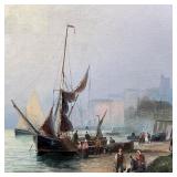 HARBORSCAPE OIL PAINTING | Oil on canvas Indistinctly signed lower right Showing sailing boats and a