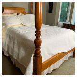 ANTIQUE FOUR POSTER BED FRAME | Antique wooden bedframe - h. 81 x w. 60 x d 81 in. [n.b. mattress no