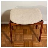 Danish mid-century  modern rosewood upholstered stool, with O.D. Mobler A-S label on the bottom , "T