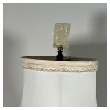 pierced carved pale jade or other semi translucent stone finial (h. 2 in.) - overall h. 20 x dia. 10