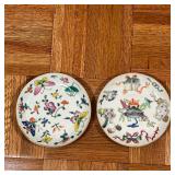 (2PC) CHINESE EXPORT DISHES | Each with markings on the bottom, one with butterflies and flowers, th