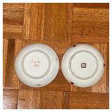  Each with markings on the bottom, one with butterflies and flowers, the other with objects - dia. 5