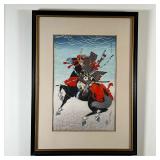 HASEGAWA WOODBLOCK PRINT | Sadanobu Hasegawa Warrior Kajiwara Kagesue Japanese woodblock print With