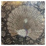 MIXED METAL CHARGER | Possibly Japanese, showing a peacock in the center - dia. 13-1/2 in.