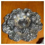 footed bowl and matching under plate; plus a bread tray; together 41 ozt - dia. 11-1/2 in. (largest)