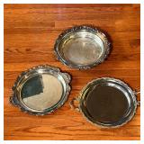 (3pc) SILVER PLATED TRAYS | Including a Reed & Barton tray, a shallow bowl (dia. 13 in.), and a roun
