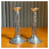 PAIR SILVER CANDLESTICK HOLDERS | Silver candlestick, marked "67" on the bottom - h. 8-1/2 in.