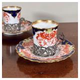 Aynsley England silver demitasse cups with sterling silver liners (h. 2-1/2 in.) and matching saucer