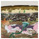 PAINTED SILVER OVERLAY FRUIT BOWL | With painted flowers, having a repousse silver-plated rim - h. 4