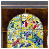 JUDIACA PANEL | Painted porcelain tile in a wood frame, signed "Levi" - h. 21 x w. 16 in.