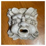 North Wind form plaque, a painted plate, and a game bird serving dish - l. 12 in. (largest)