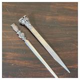 (2pc) STERLING LETTER OPENERS | With sterling silver handles and blades, each marked on the blade, o