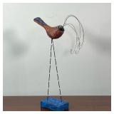 JW STUDIOS WHIPPLE | Fun Whipple bird decoration, signed on the bottom - h. 21-1/4 x w. 11 in.