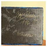 JW STUDIOS WHIPPLE | Fun Whipple bird decoration, signed on the bottom - h. 21-1/4 x w. 11 in.