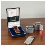 (4pc) GROUP of LIGHTERS | Including a Dunhill gold-plated lighter in box, plus Colibri and Kreisler