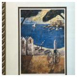 PAIR COASTAL ART PRINTS | Coastal scenes, each matted and framed - h. 17-3/4 x w. 14-1/2 in. (frame)