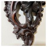 Painted ceramic shelves with rococo devices and acanthus leaves - 13 x 13 x 6 1/2 in.