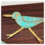 PAIR METAL BIRD DECALS | Handmade painted metal bird wall appliqués, each signed - h. 6-3/4 x 10-1/4
