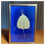GOLD LEAF | Gold leaf on blue enamel, framed - h. 12-1/2 x w. 9 in.