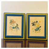 PAIR PAINTED WOOD PLAQUES | A pair of Italian painted wood plaques depicting birds and flowers, mark