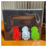 reverse painted glass dish from New Zealand with totems - h. 10 x w. 10 in. (largest)