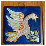 two of Chinese subject (6 x 6 in.), one with parasols, and one with a phoenix in relief