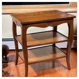 WOODEN SIDE TABLE | Solid wood with two shelves - h. 24 x w. 22-1/2 x d. 16-1/4 in.