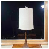 WOODEN BASED LAMP | Side table lamp with a wooden base and duck finial - h. 31 in.