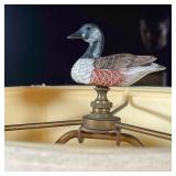 WOODEN BASED LAMP | Side table lamp with a wooden base and duck finial - h. 31 in.