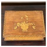 INLAID WOOD BOX | Trinket box inlaid with contrasting wood, designed in the form of a book, the lid 
