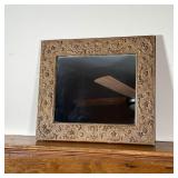 ANTIQUE MIRROR | With a viney patterned frame - h. 14-1/2 x w. 16-1/2 in.