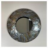 SMALL CIRCULAR MIRROR | Small mirror in a conic patterned frame - dia. 17 in