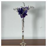 STERLING & GLASS FLOWER VASE | Cement filled Sterling base with an etched glass vase - h. 11-1/2 in.