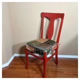 RED PAINTED SIDE CHAIR | With a label from "The Metropolitan Chair Co" on underside - h. 37-1/4 x 18