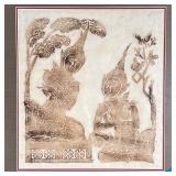 TIBETAN WOOD CUT PRINT | Showing two seated figures - overall: h. 28 x w. 26 in.