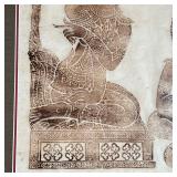 TIBETAN WOOD CUT PRINT | Showing two seated figures - overall: h. 28 x w. 26 in.