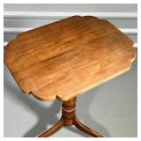 WOOD TRIPOD SIDE TABLE  | Sculpted top on a tripod base - h. 27-3/4 x w. 19-1/2 x d. 15-1/2 in.