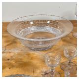 a large, impressively decorated crystal glass center bowl (dia. 12 in.)