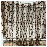 BEADED WALL HANGING  | With wood beads and amber-type faceted beads hanging from a metal chain - hea