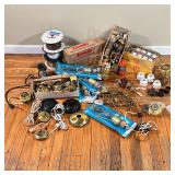 MISC. LAMP REPAIR ITEMS  | A group of assorted lamp repair parts, including insulated wire, glass hu