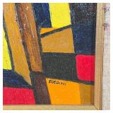 Mid-century abstract composition with triangular forms by Vincent Fulgenzi, c. 1960s 7-3/8 x 9-3/8 i