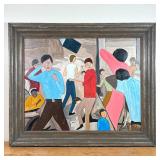 VINCENT FULGENZI OIL PAINTING | "Students" Oil on canvas By Vincent Fulgenzi, mid-century modernist 