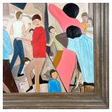 modernist composition with figures, signed lower right, titled and dated 1967 on verso 24 x 30-1/4 i